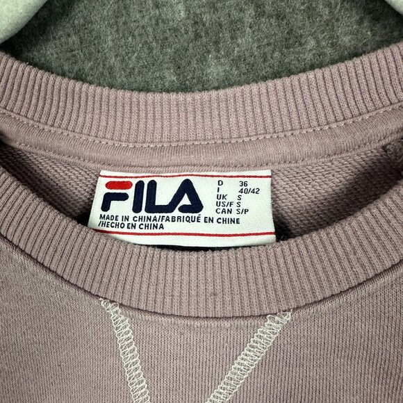 Fila Womens Small Lilac Sweatshirt 100% Cotton Logo Crewneck Casual Lightweight - Picture 3 of 11